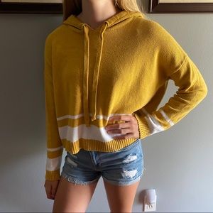 Yellow Cropped Sweater w/ hood